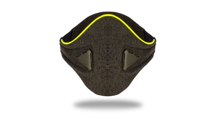 anti pollution mask akmon grey yellow face view