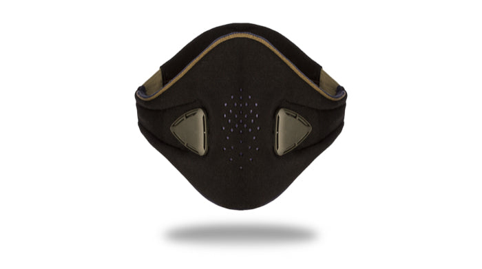 anti pollution mask akmon black khaki face view