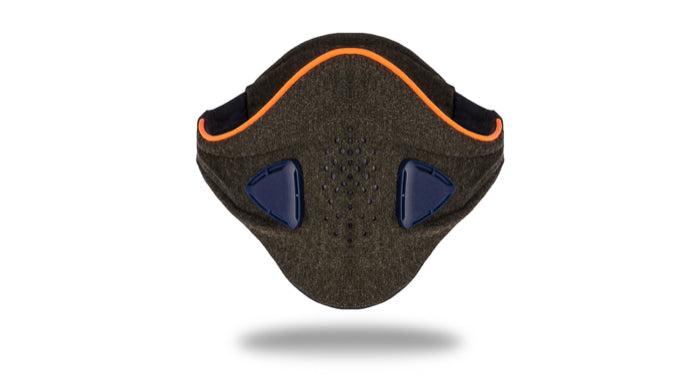 anti pollution mask akmon grey orange face view