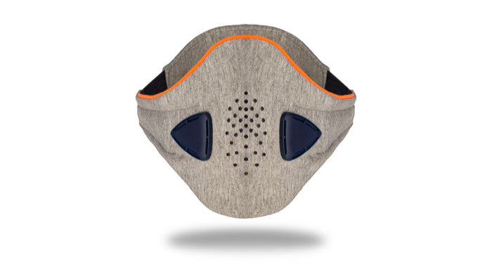 anti pollution mask akmon space grey orange face view